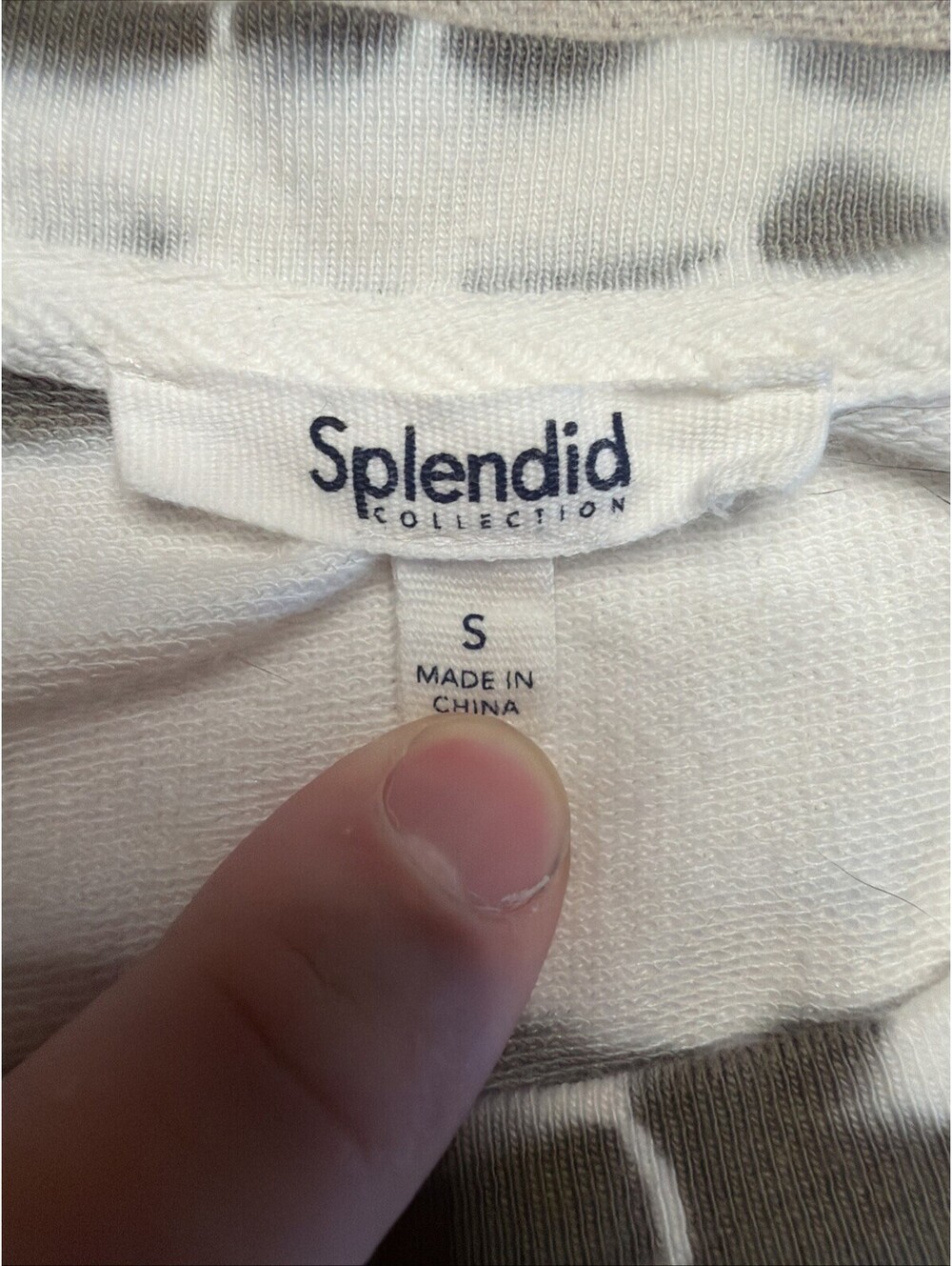 Splendid Collection Long Sleeve Top Size S White Greys-clean-SKU#19 - Picture 2 of 8